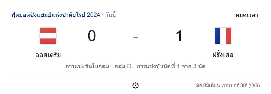 ผลบอลฝรั่งเศส ออสเตรีย